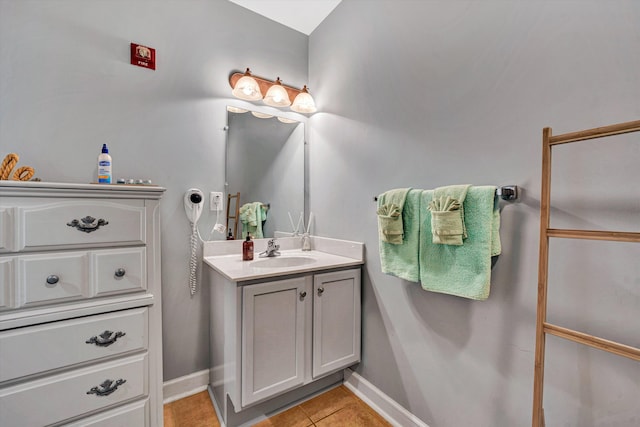 bathroom with tile patterned floors and vanity