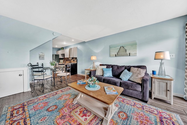 living room with hardwood / wood-style flooring