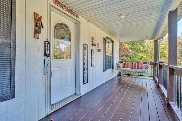 deck with a porch