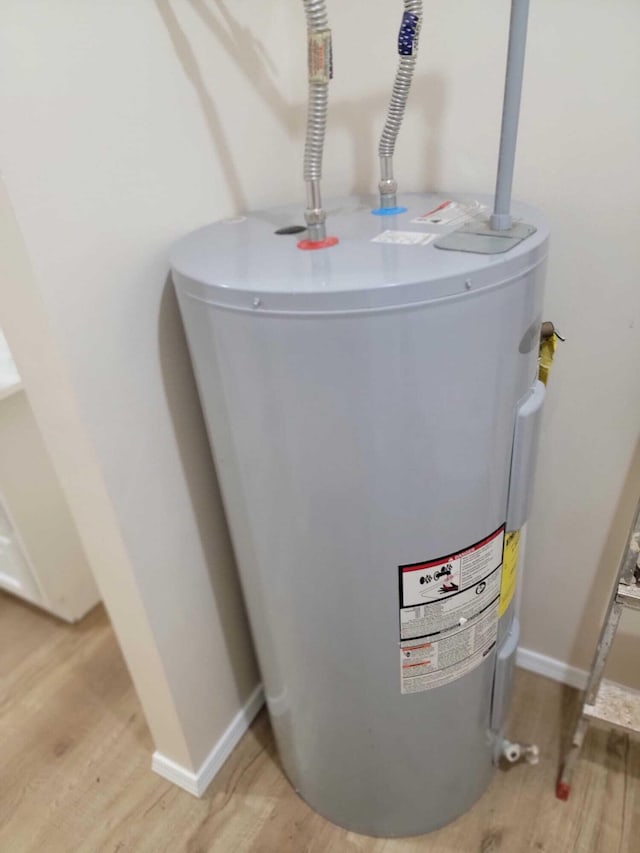 utility room with electric water heater