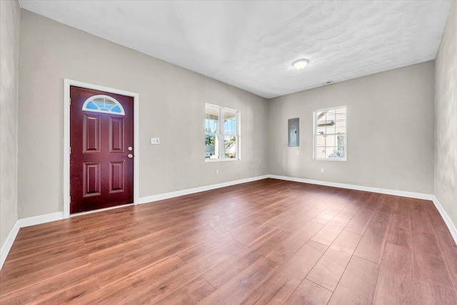 foyer with wood-type flooring