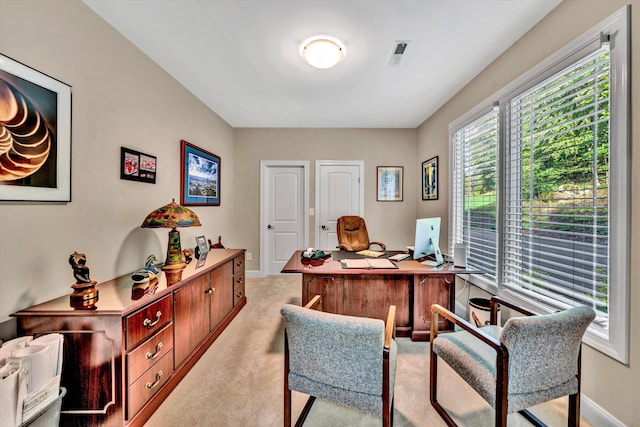 view of carpeted office