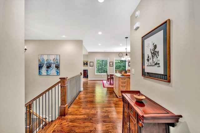 hall featuring dark hardwood / wood-style flooring