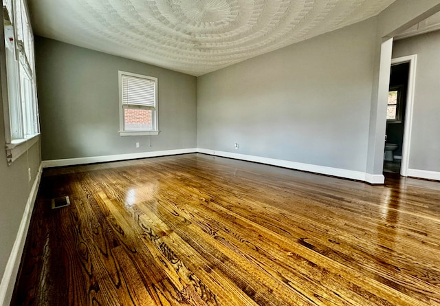 spare room featuring wood-type flooring