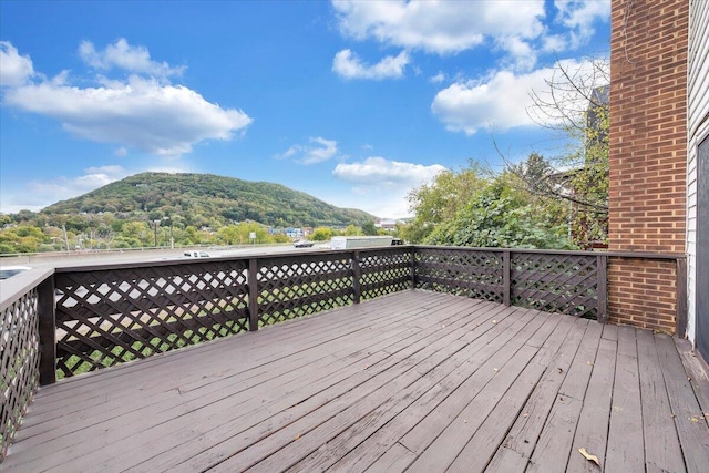 deck with a mountain view