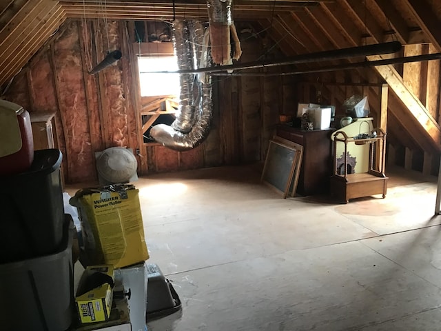 view of unfinished attic