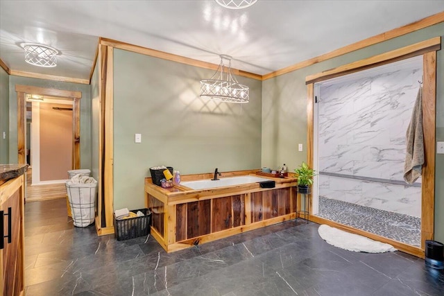 bathroom with ornamental molding