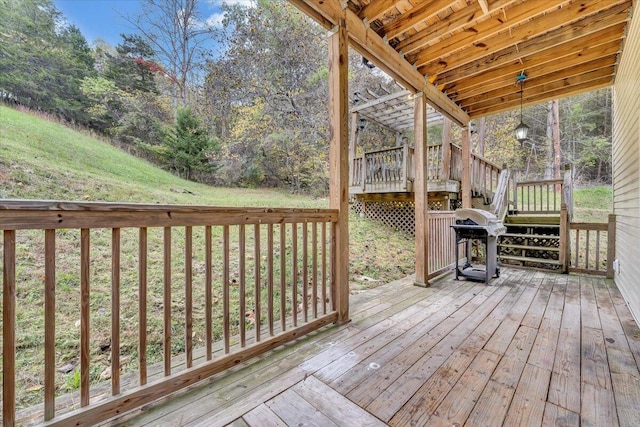 deck featuring grilling area