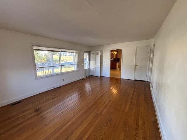 interior space with dark wood-type flooring