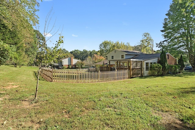 view of yard with a wooden deck