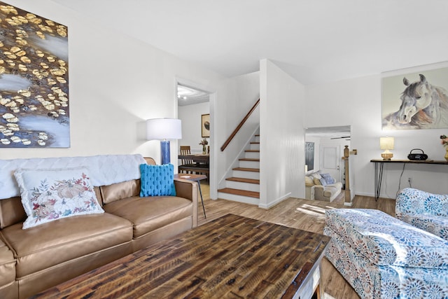 living room with hardwood / wood-style floors