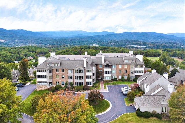 aerial view with a mountain view