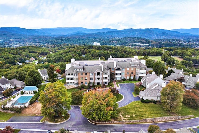 aerial view featuring a mountain view