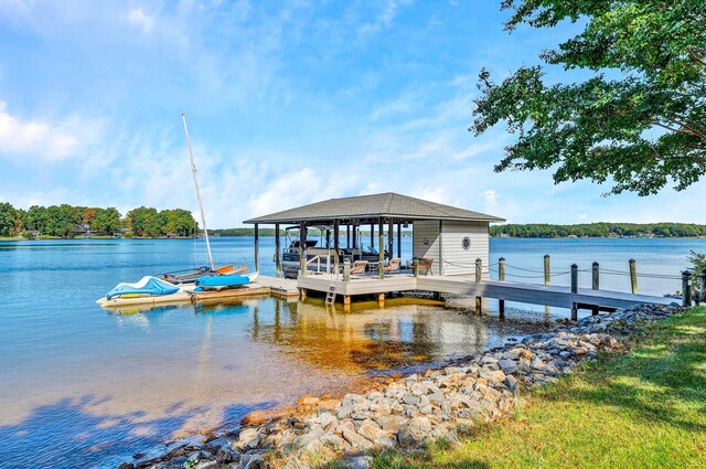 view of dock featuring a water view