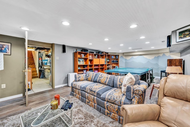 living room with hardwood / wood-style floors