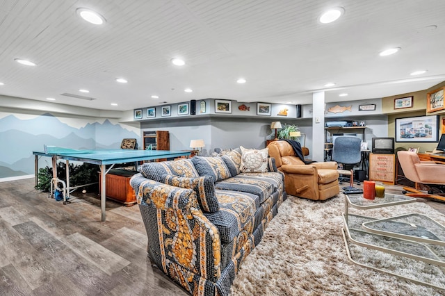 living room featuring wood-type flooring