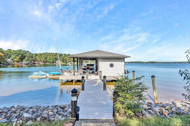 dock area featuring a water view