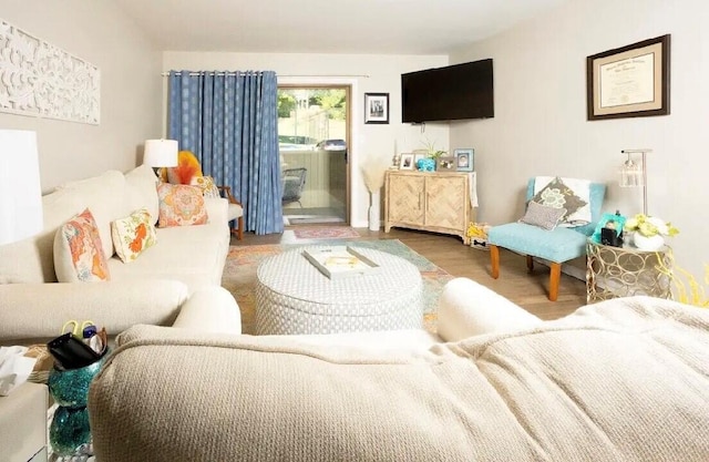 living room with hardwood / wood-style flooring