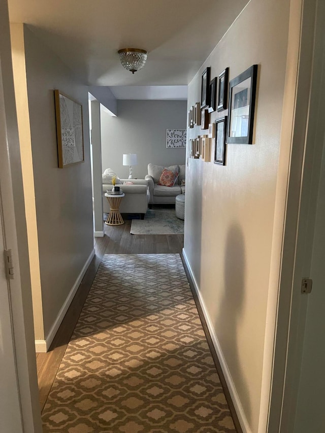 corridor featuring wood-type flooring