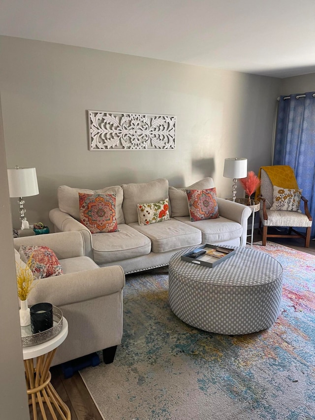 living room with hardwood / wood-style floors