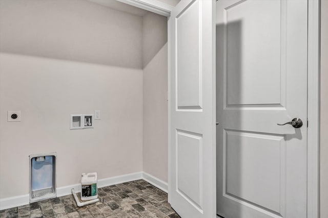 laundry area with washer hookup, laundry area, hookup for an electric dryer, and baseboards