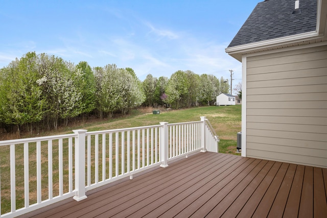 6913 Doral Dr, Radford, VA 24141 - deck featuring a yard and central AC