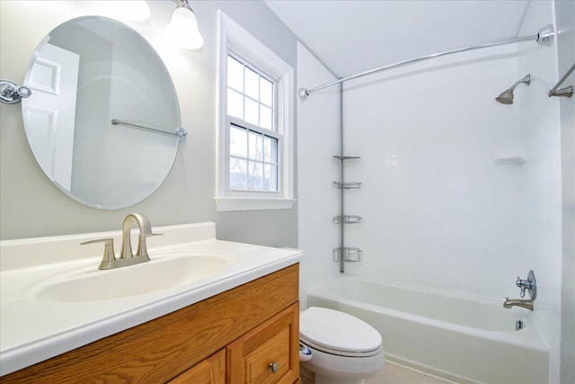 full bathroom featuring vanity, toilet, and tiled shower / bath