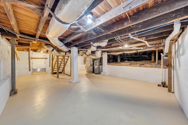 1132 Montrose Ave SE, Roanoke, VA 24013 - unfinished below grade area featuring electric water heater and stairs