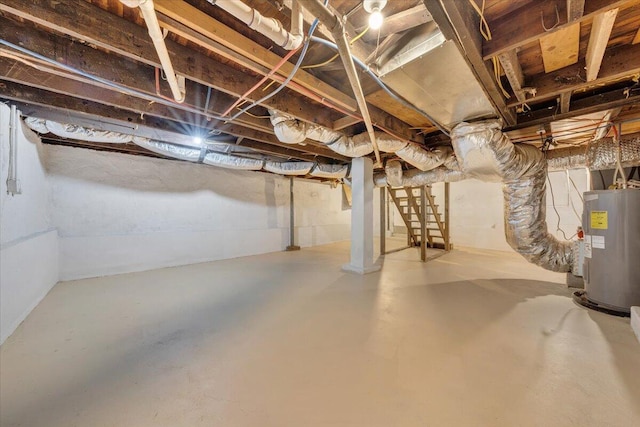 1132 Montrose Ave SE, Roanoke, VA 24013 - unfinished below grade area with electric water heater and stairs