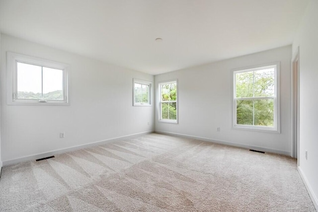 empty room with light carpet and a healthy amount of sunlight