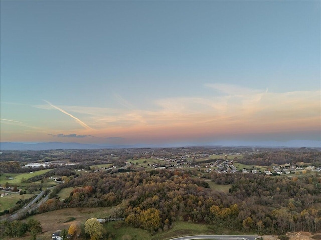 view of aerial view at dusk