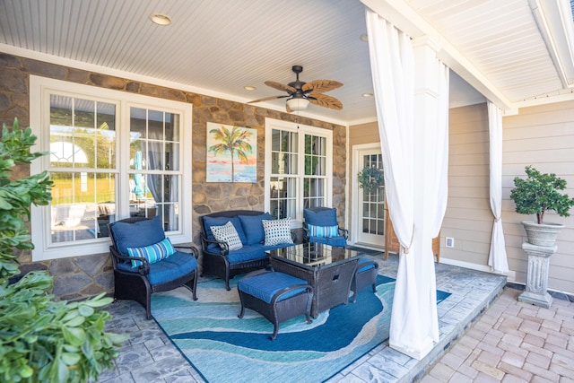 view of patio with ceiling fan