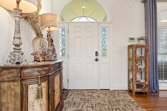 entrance foyer with dark hardwood / wood-style floors