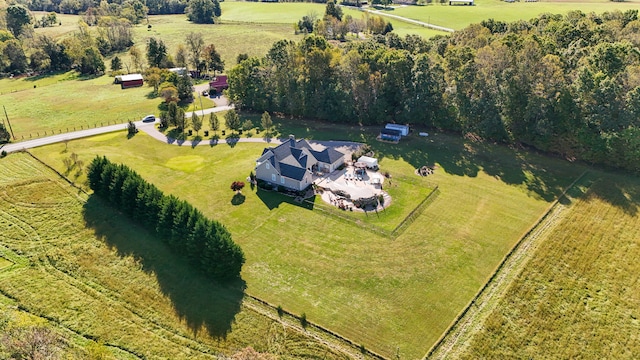 drone / aerial view with a rural view