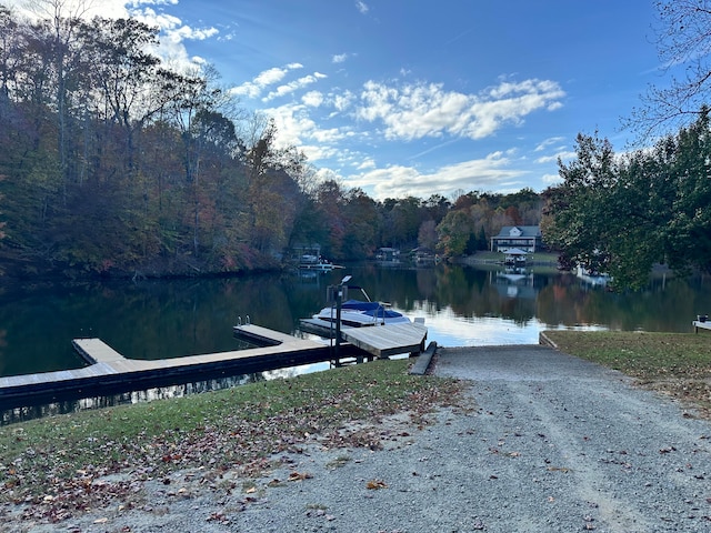 dock area featuring a water view