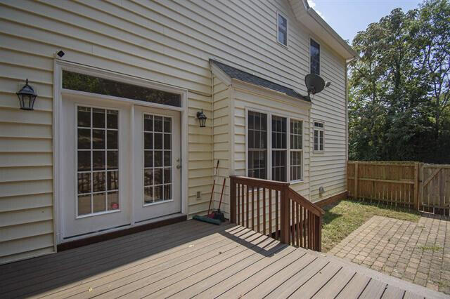 deck with a patio