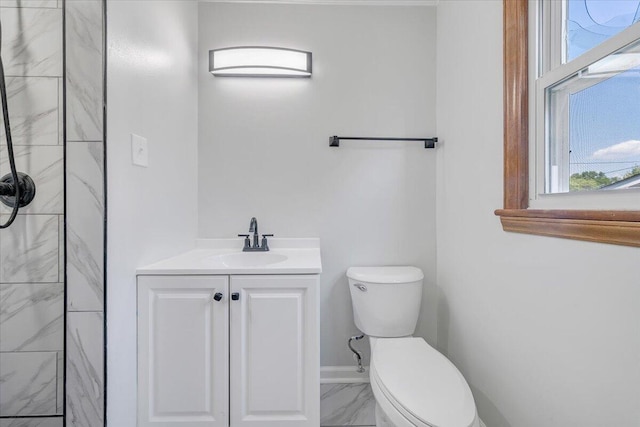 2422 Kingston Rd NW, Roanoke, VA 24017 - full bath featuring marble look tile flooring, tiled shower, and vanity