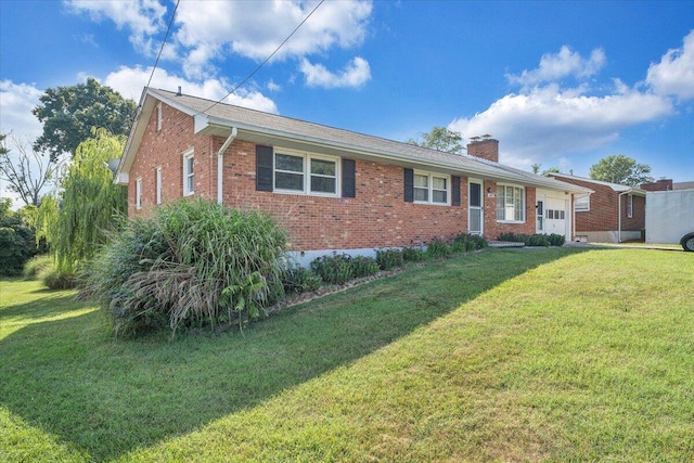 2422 Kingston Rd NW, Roanoke, VA 24017 - ranch-style house featuring brick siding, a chimney, and a front lawn