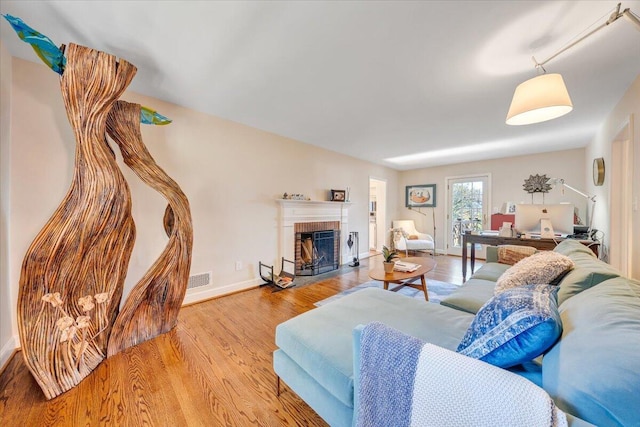 living room featuring light hardwood / wood-style floors