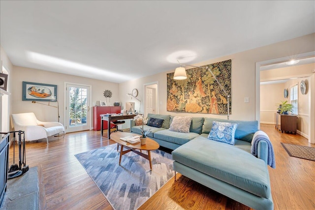 living room with wood-type flooring