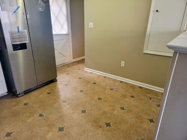 kitchen with stainless steel fridge