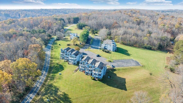 bird's eye view with a view of trees