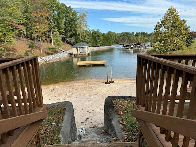 view of dock featuring a water view