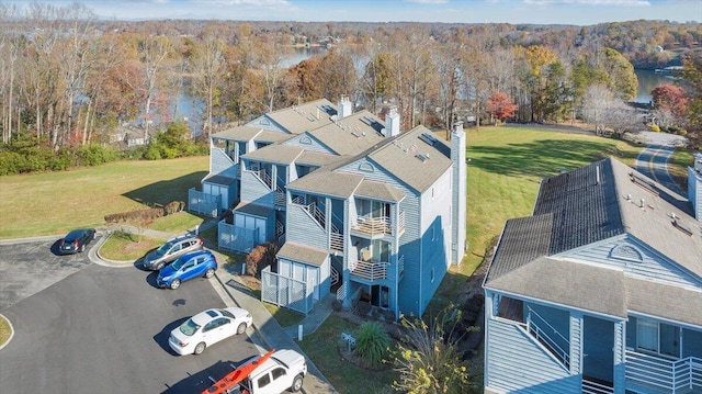 aerial view with a wooded view