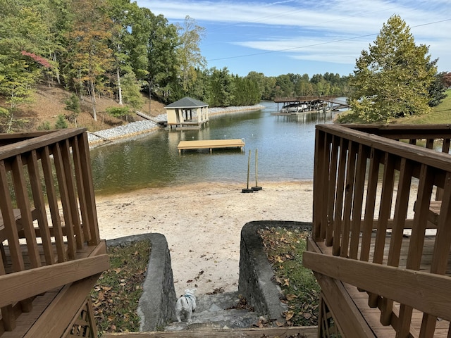 view of dock featuring a water view