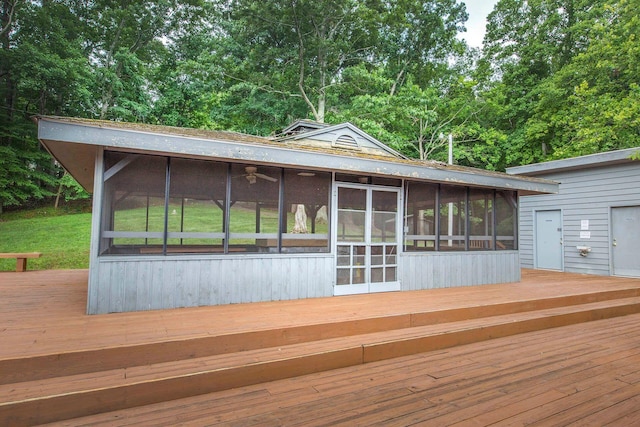 deck featuring a sunroom