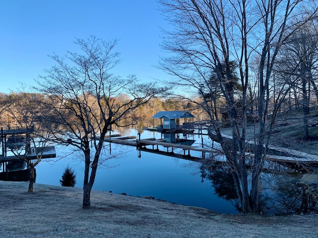 water view with a dock