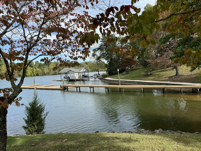 view of dock featuring a water view