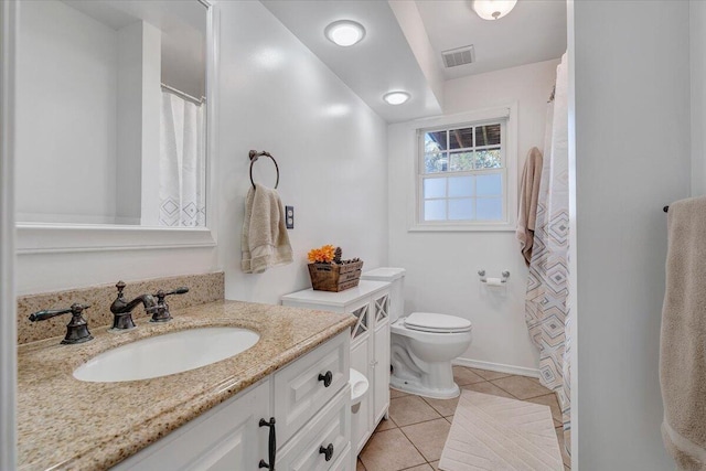100 Surber Dr, Moneta, VA 24121 - full bath with toilet, tile patterned floors, vanity, a shower with curtain, and baseboards