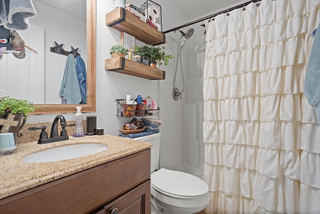 4348 Stewartsville Rd, Moneta, VA 24121 - bathroom featuring toilet, vanity, and walk in shower
